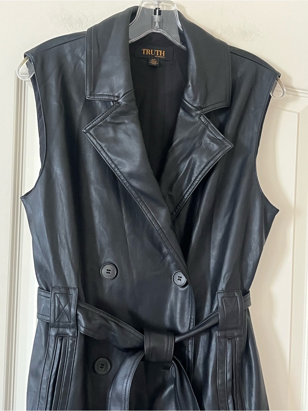Truth by Republic Faux Leather Dress Vest with Wrap tie/buttons Size Small - Picture 9 of 16